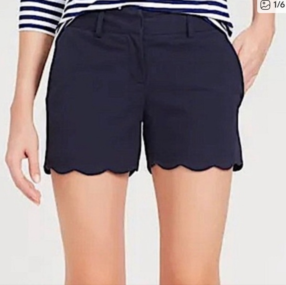 J. Crew Navy Blue Scalloped Hem Women Shorts Size 4